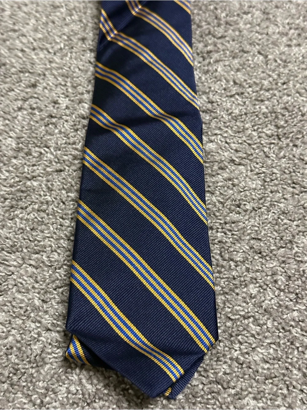 Brooks Brothers Navy Tie with Gold and Blue Stripes